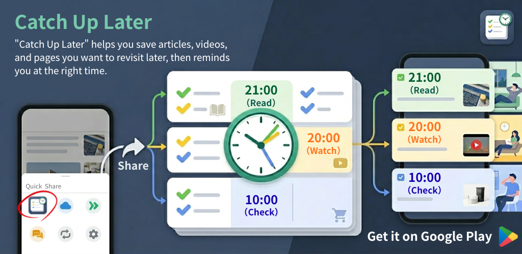 Catch Up Later feature graphic